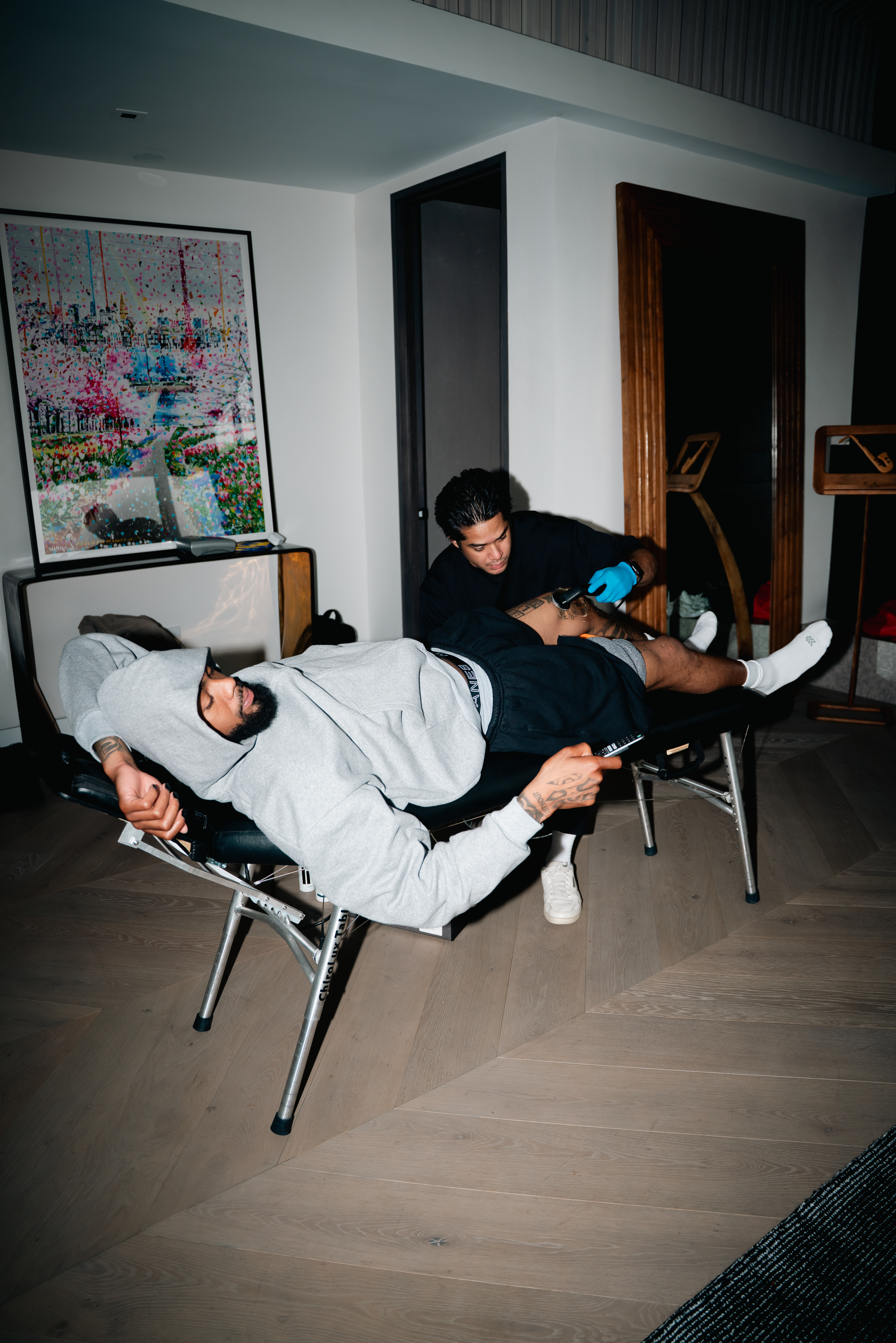 Private athlete care during an in-home visit